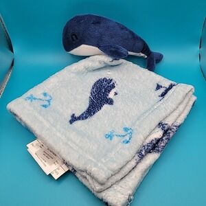 Manhattan Kids 14"x14" Blue Whale‎ Plush Lovey Baby Security Blanket